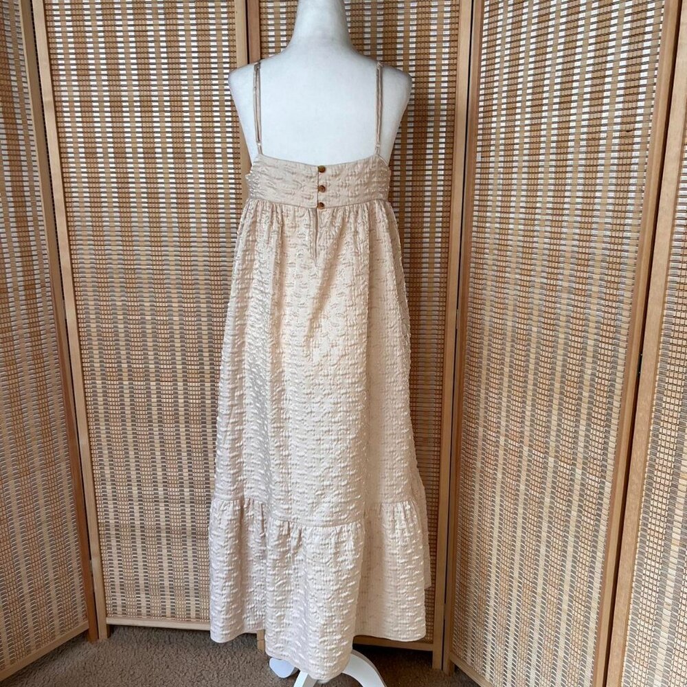 Kika Vargas for Target cream satin babydoll maxi dress with button closure in th - Picture 3 of 4